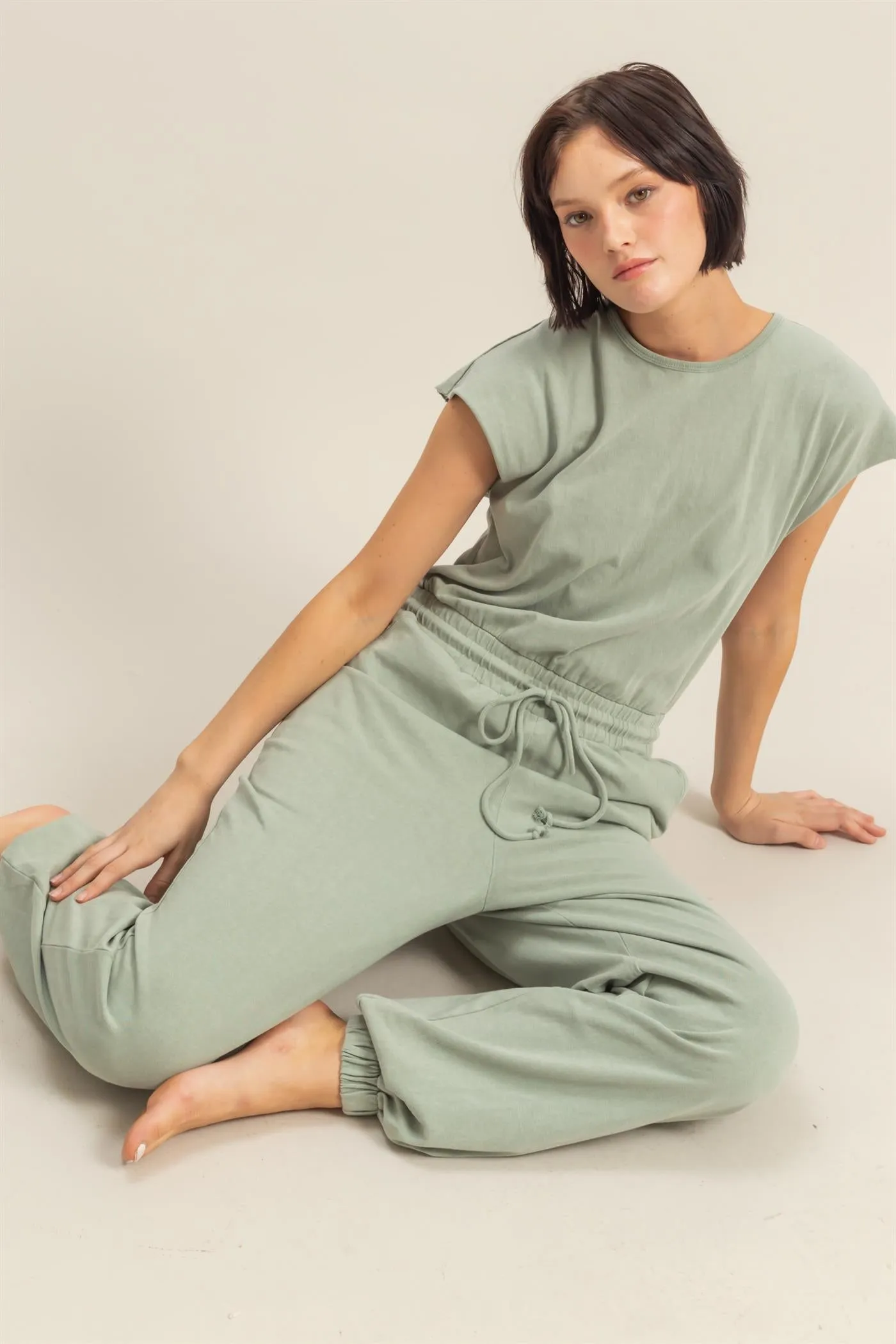 DZ24C619-Short Sleeve Casual Jumpsuit