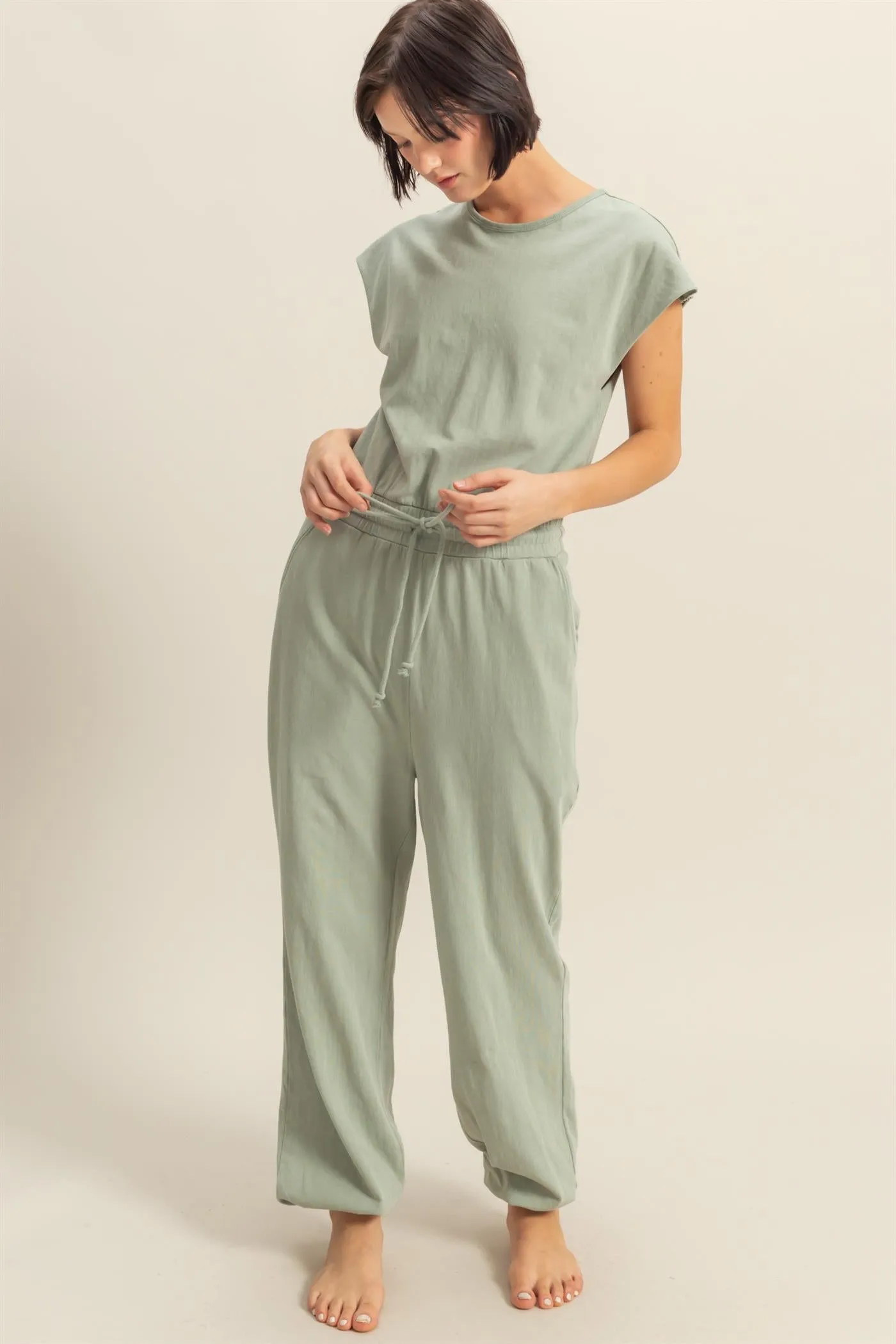 DZ24C619-Short Sleeve Casual Jumpsuit