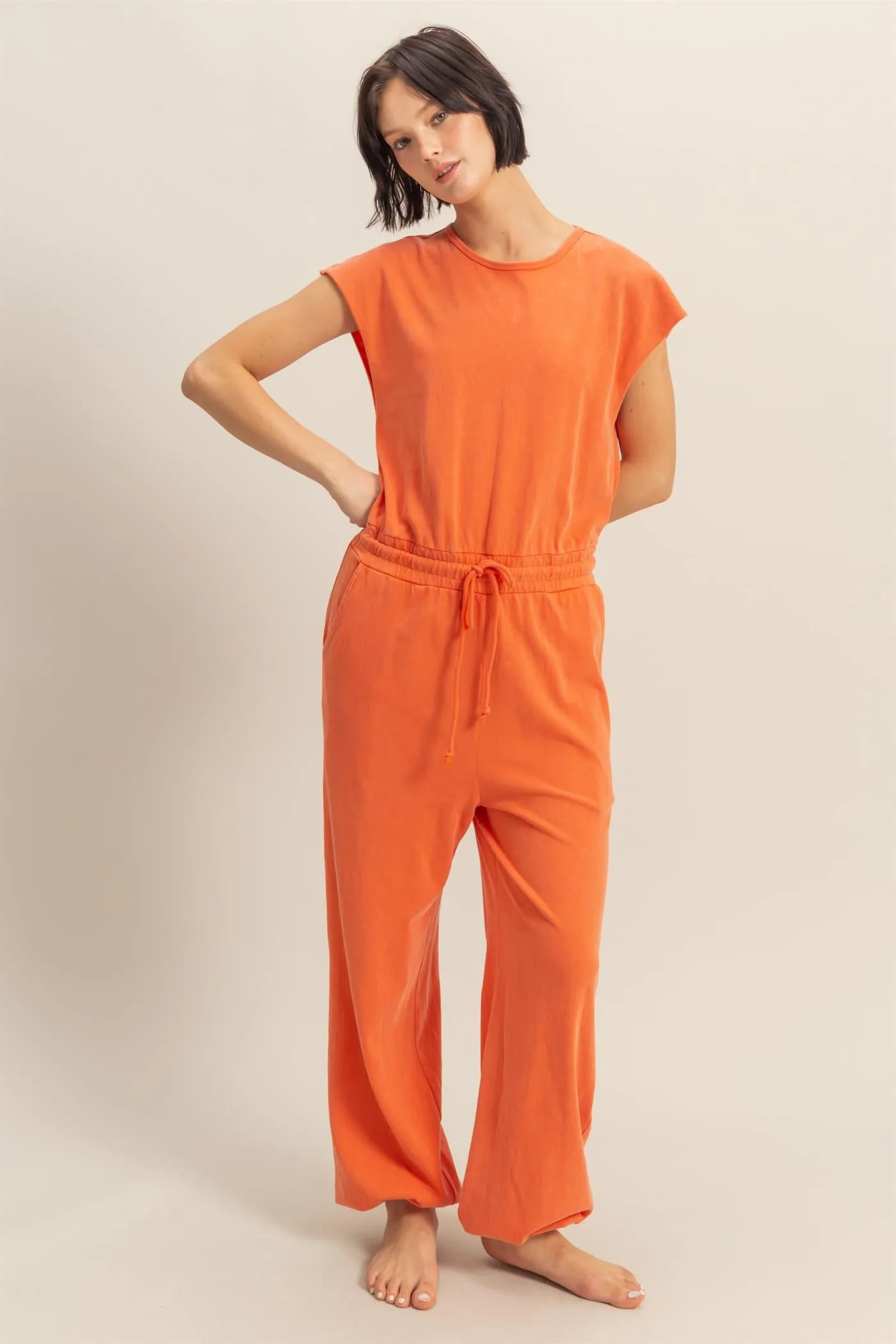 DZ24C619-Short Sleeve Casual Jumpsuit