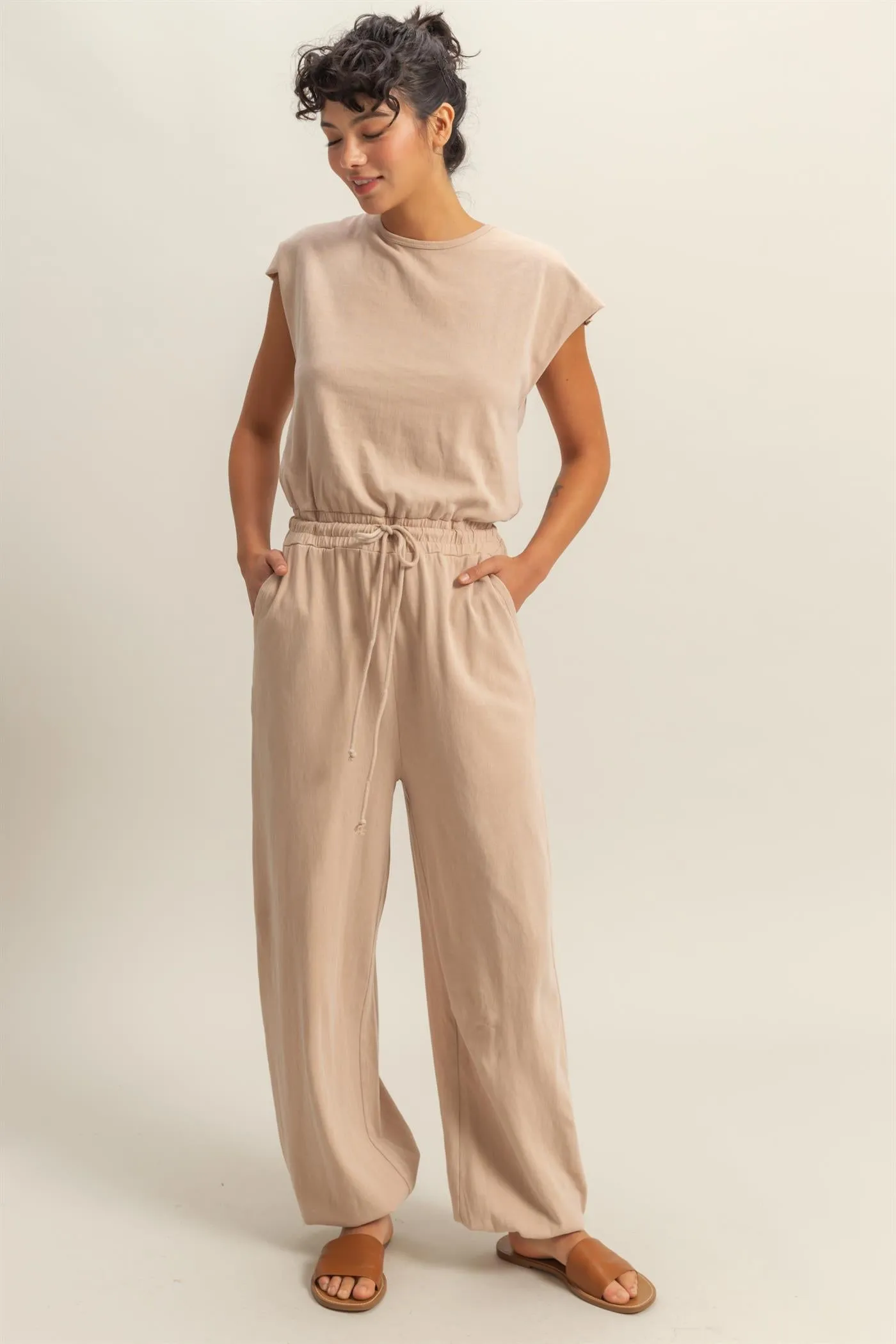 DZ24C619-Short Sleeve Casual Jumpsuit