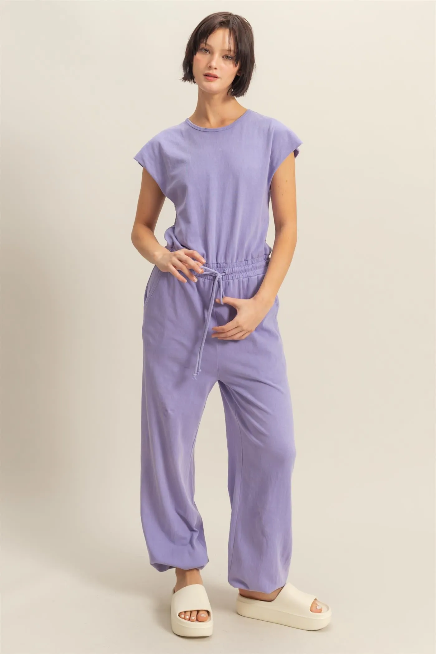 DZ24C619-Short Sleeve Casual Jumpsuit