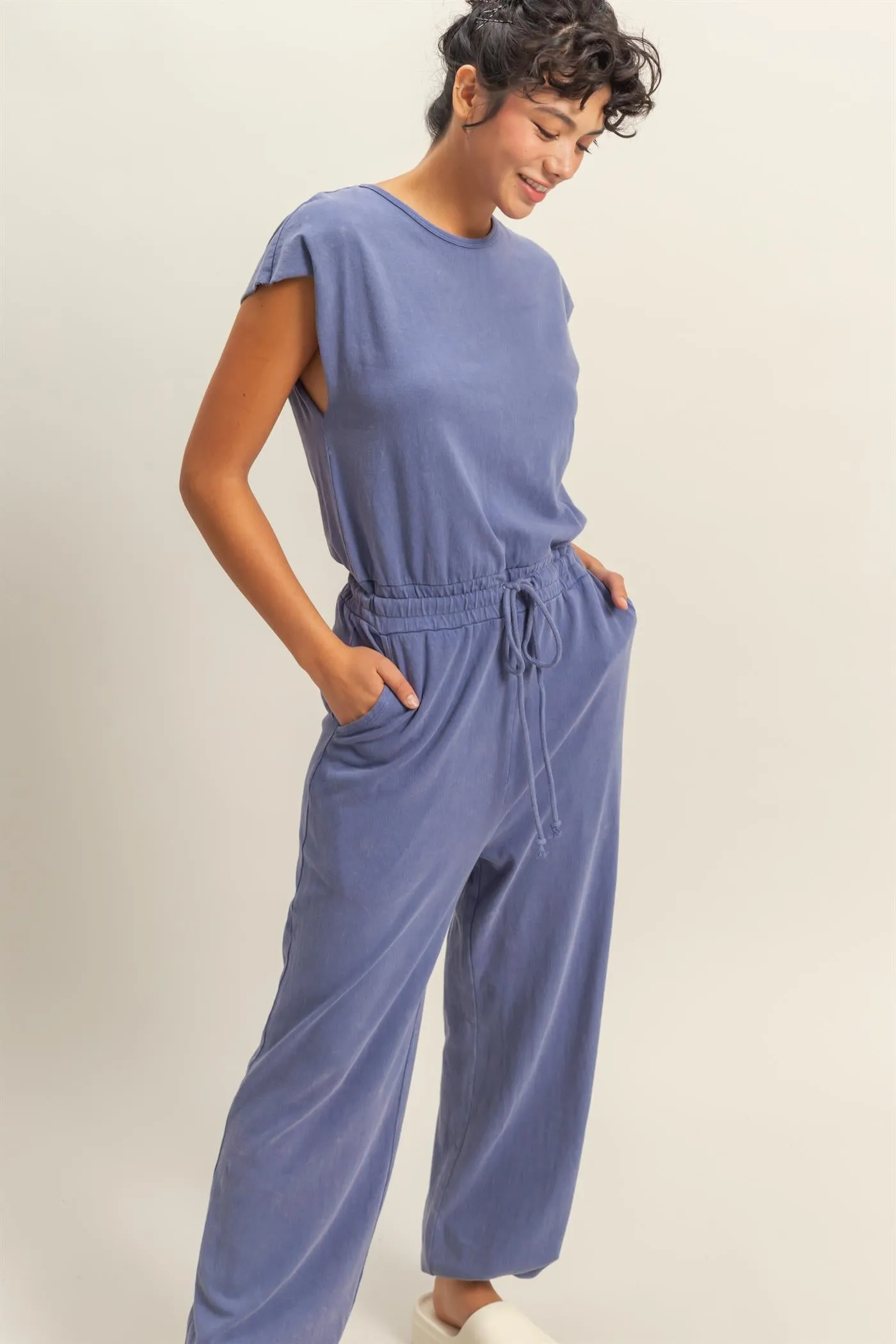 DZ24C619-Short Sleeve Casual Jumpsuit