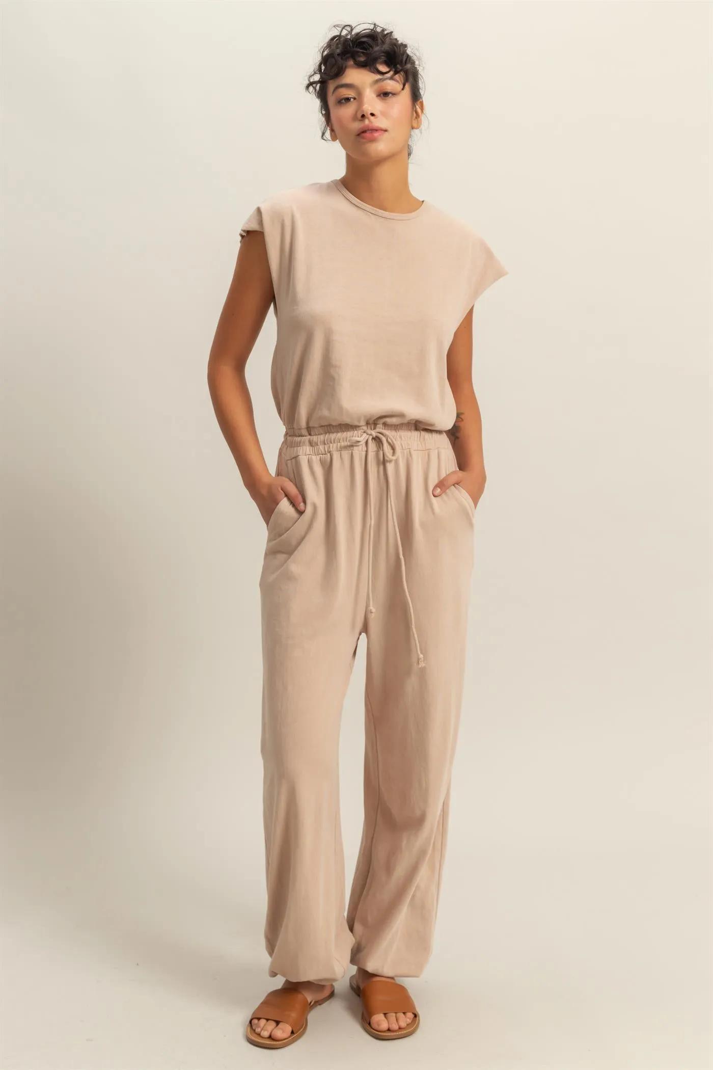 DZ24C619-Short Sleeve Casual Jumpsuit