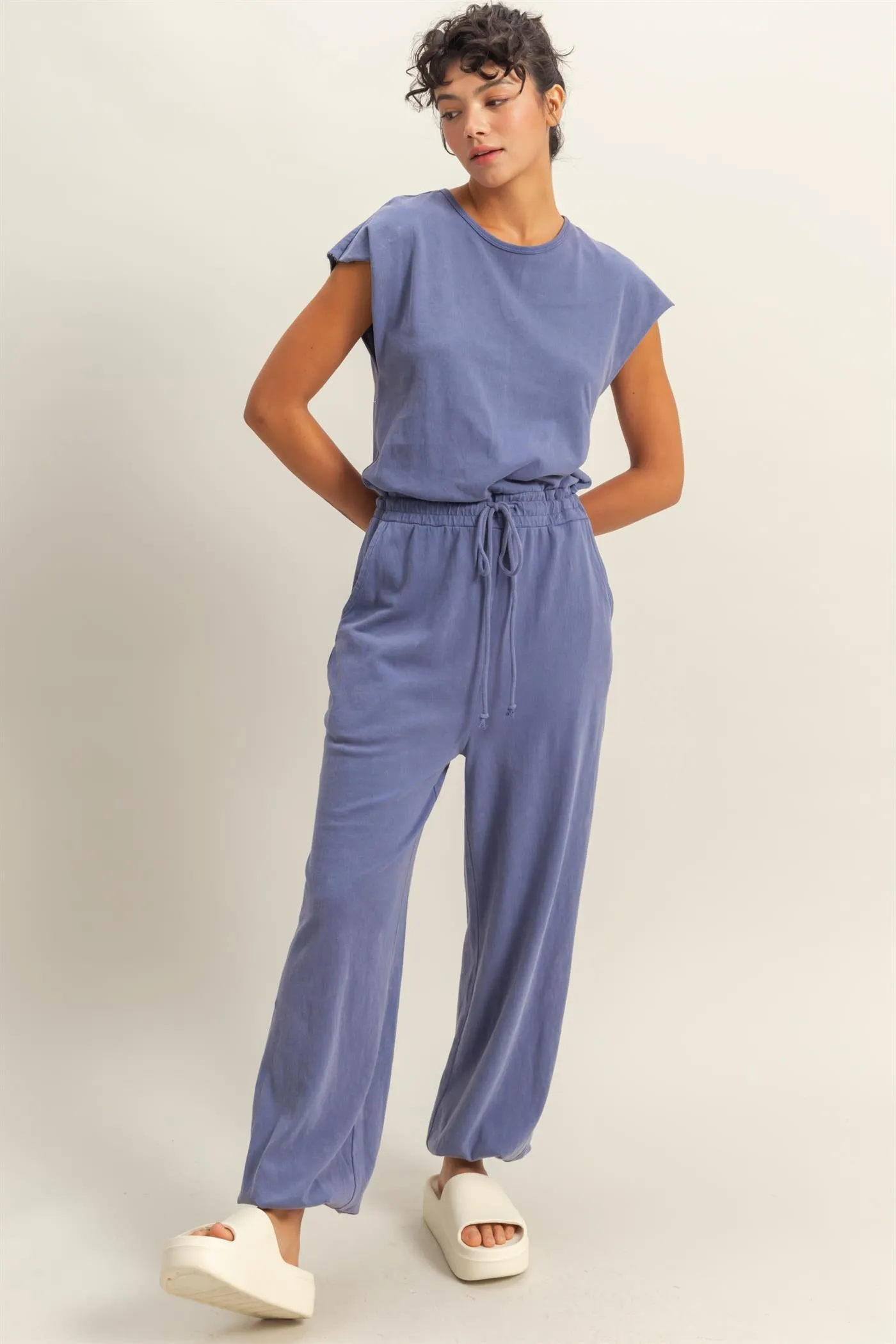 DZ24C619-Short Sleeve Casual Jumpsuit