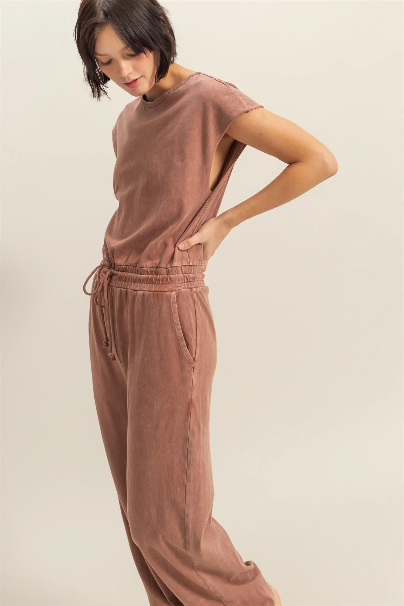 DZ24C619-Short Sleeve Casual Jumpsuit