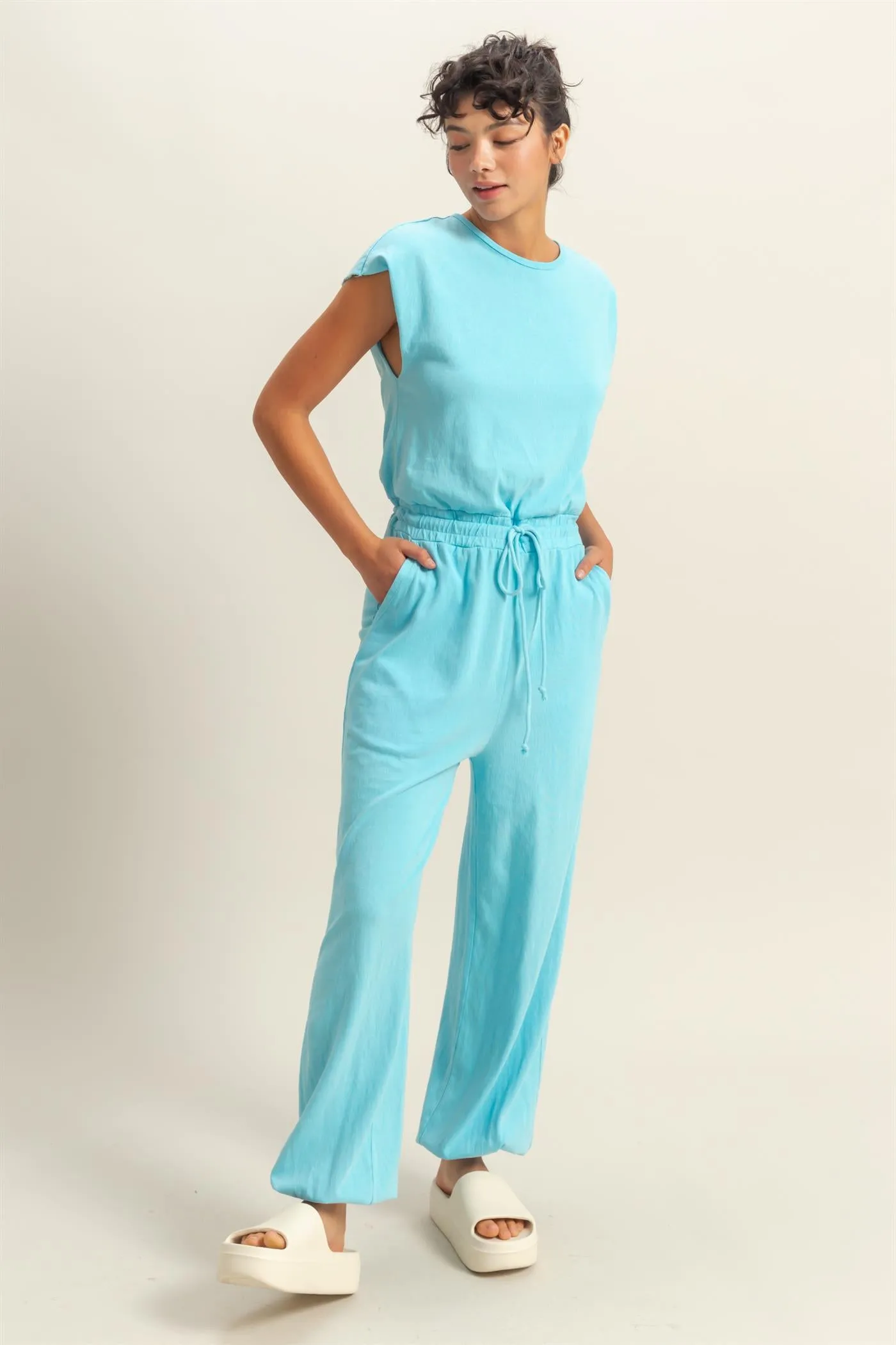 DZ24C619-Short Sleeve Casual Jumpsuit