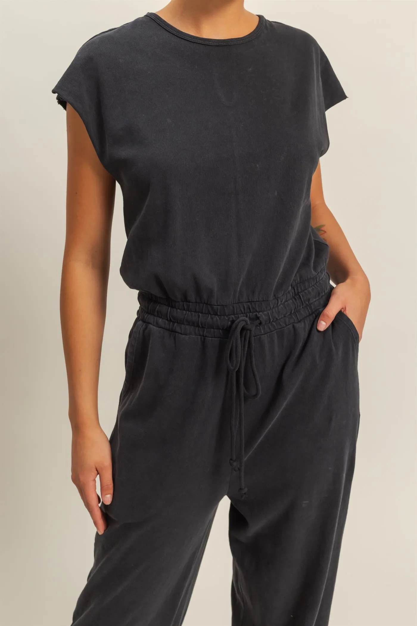 DZ24C619-Short Sleeve Casual Jumpsuit