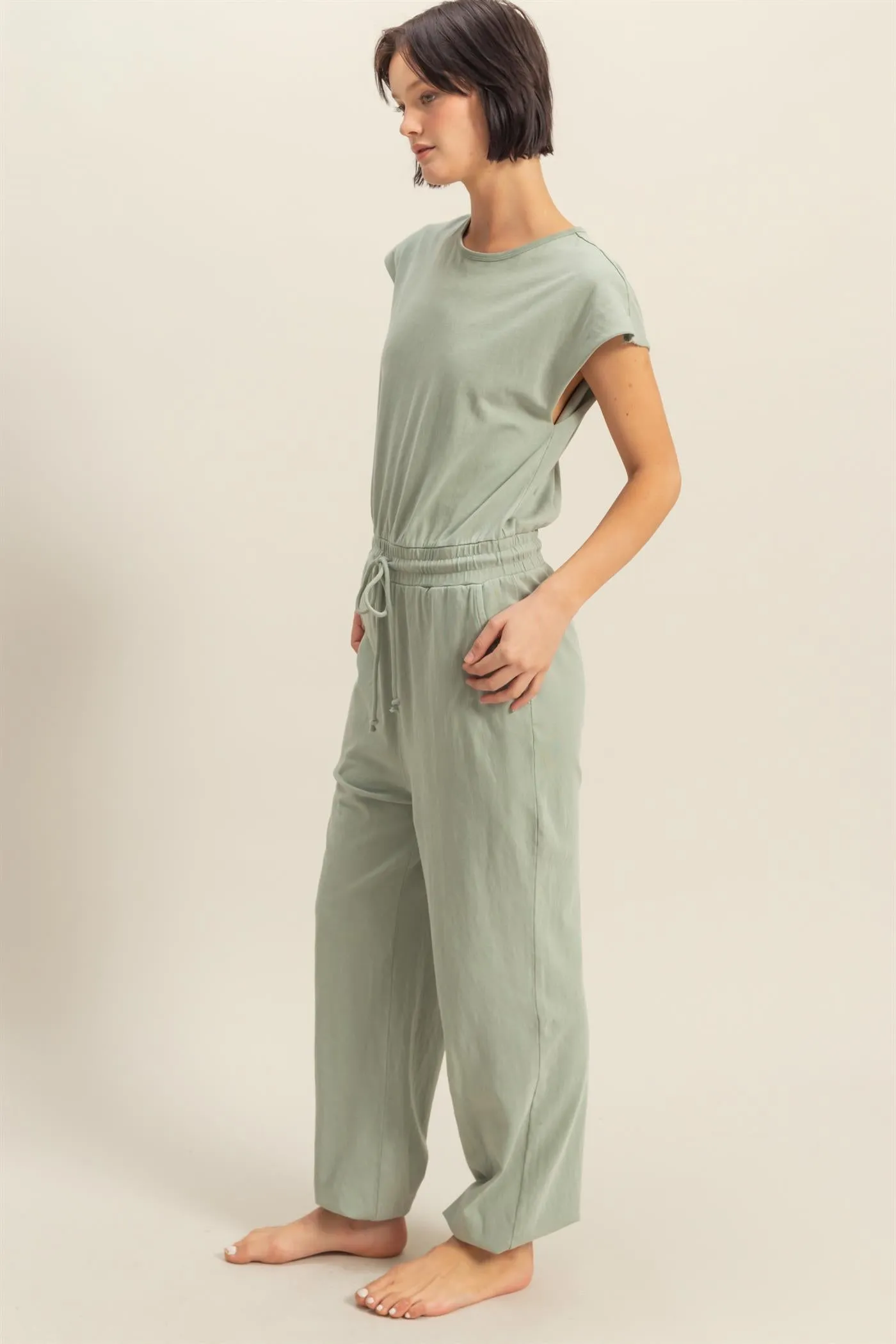 DZ24C619-Short Sleeve Casual Jumpsuit