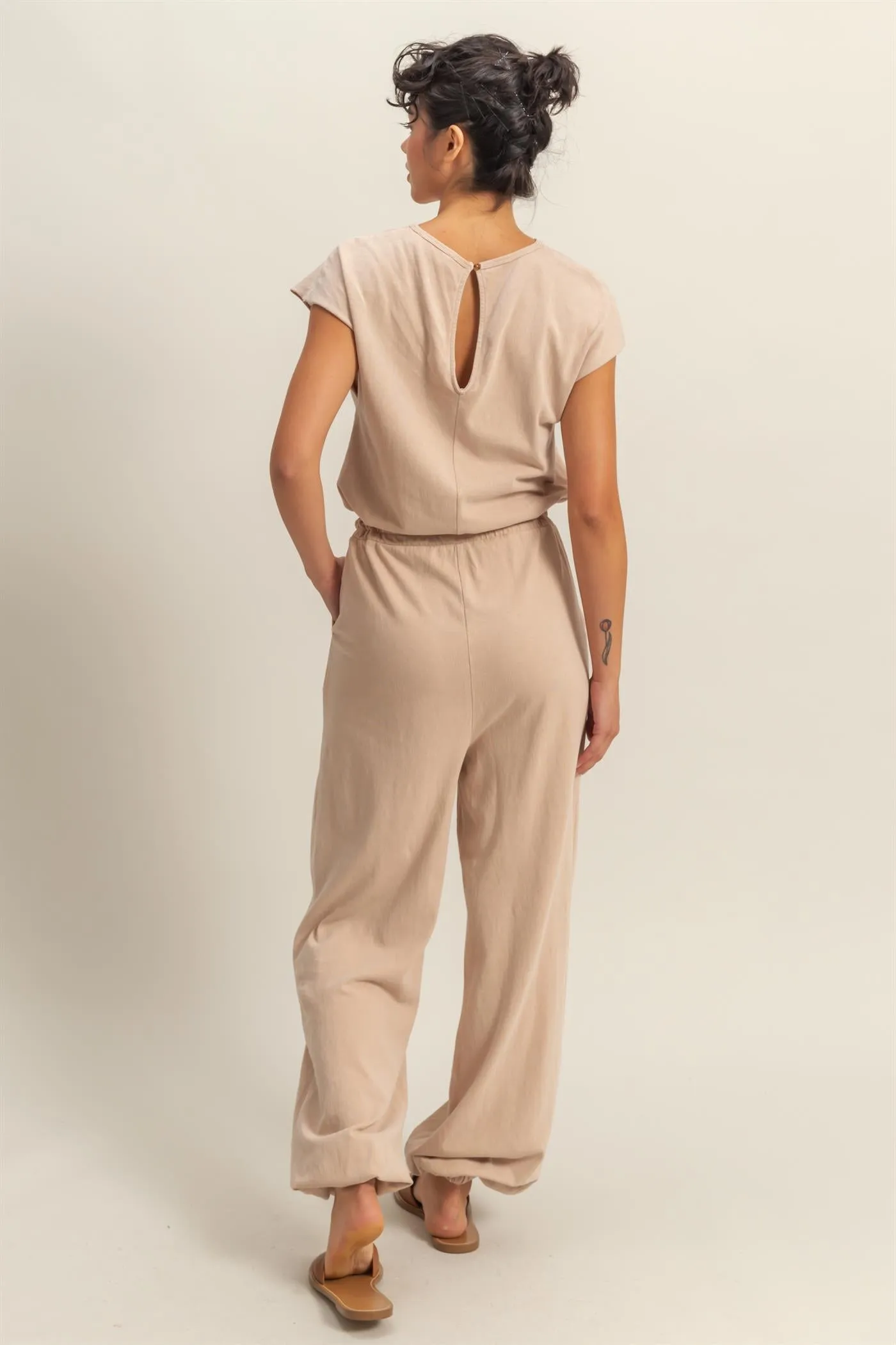 DZ24C619-Short Sleeve Casual Jumpsuit