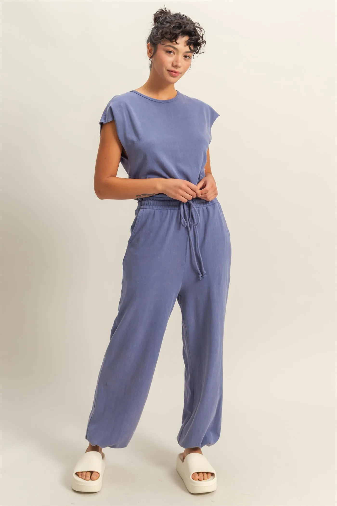 DZ24C619-Short Sleeve Casual Jumpsuit