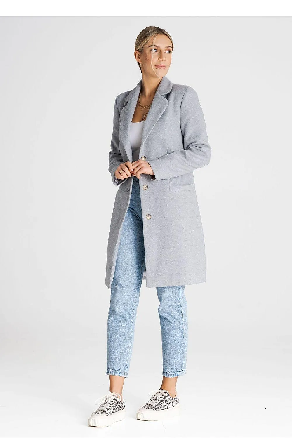 Elegant Button-Down Knee-Length Winter Coat