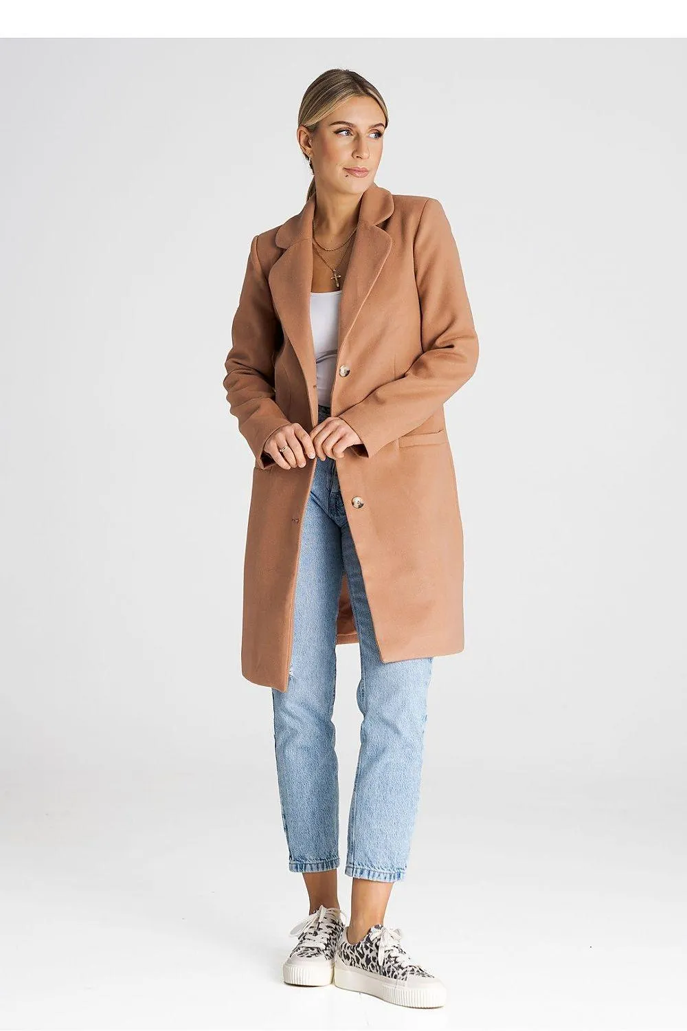 Elegant Button-Down Knee-Length Winter Coat