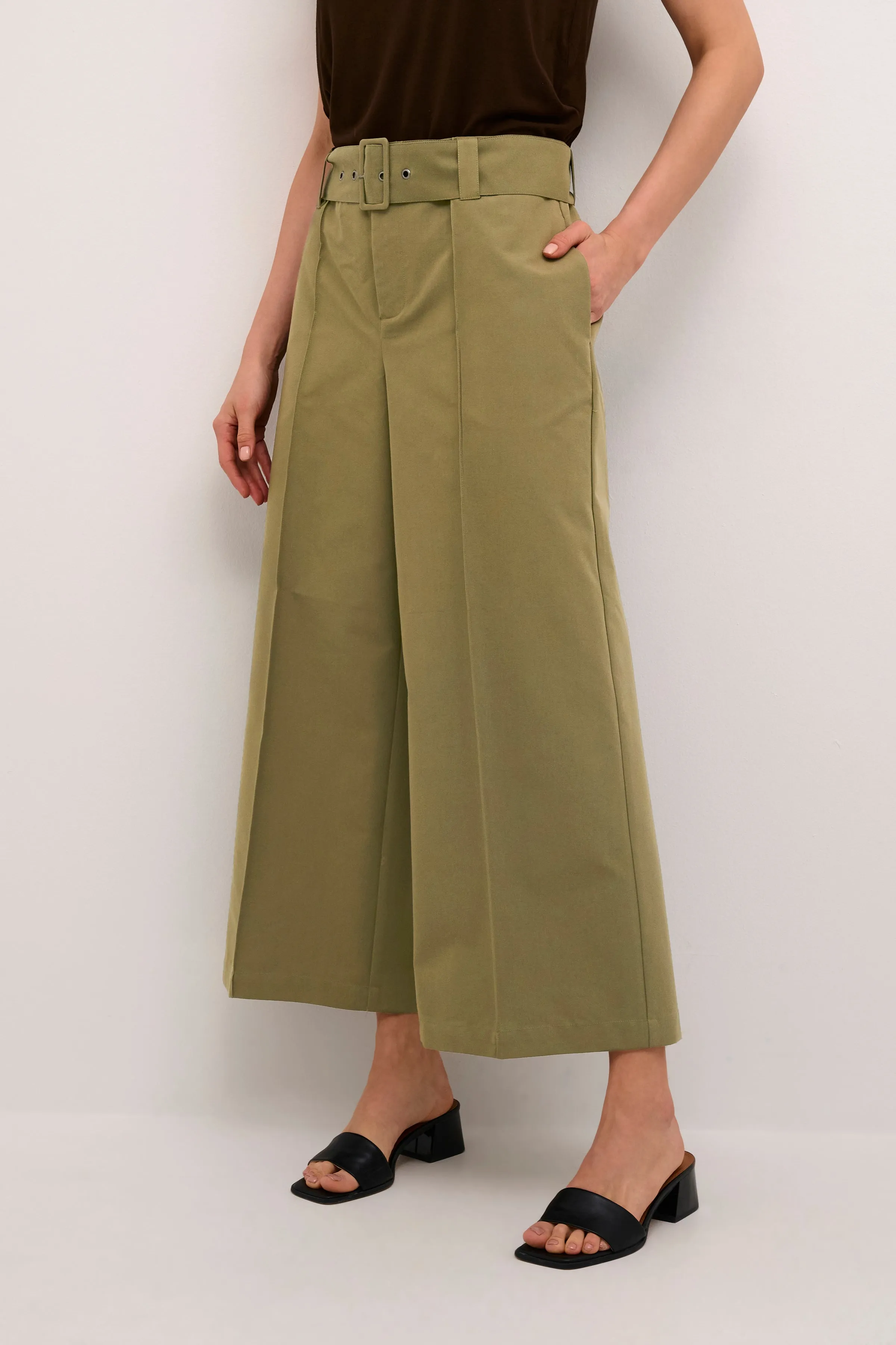 Evi Wide Leg Pants in Burnt Olive