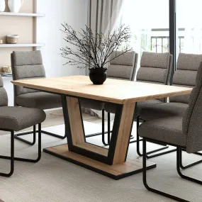 Extendable Rectangular Dining Table Forna Solid Wood