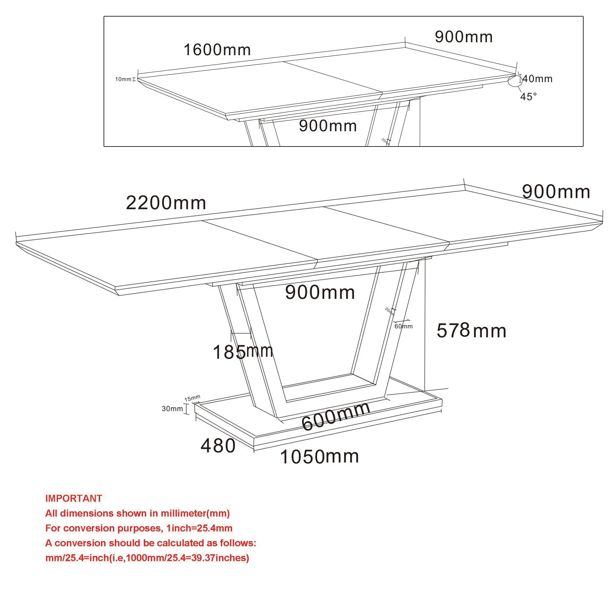 Extendable Rectangular Dining Table Forna Solid Wood