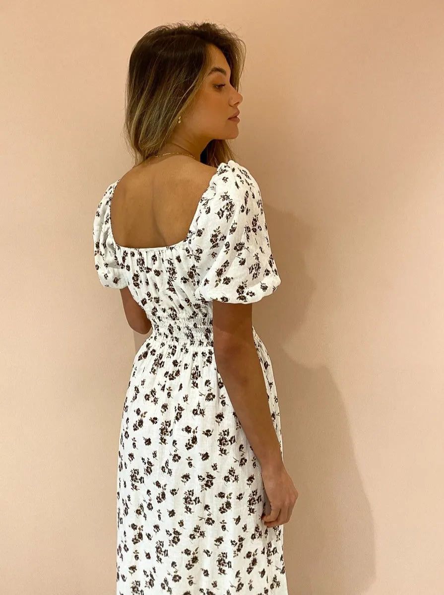 Faithfull the Brand Shay Midi Dress in Rocha Floral Choc