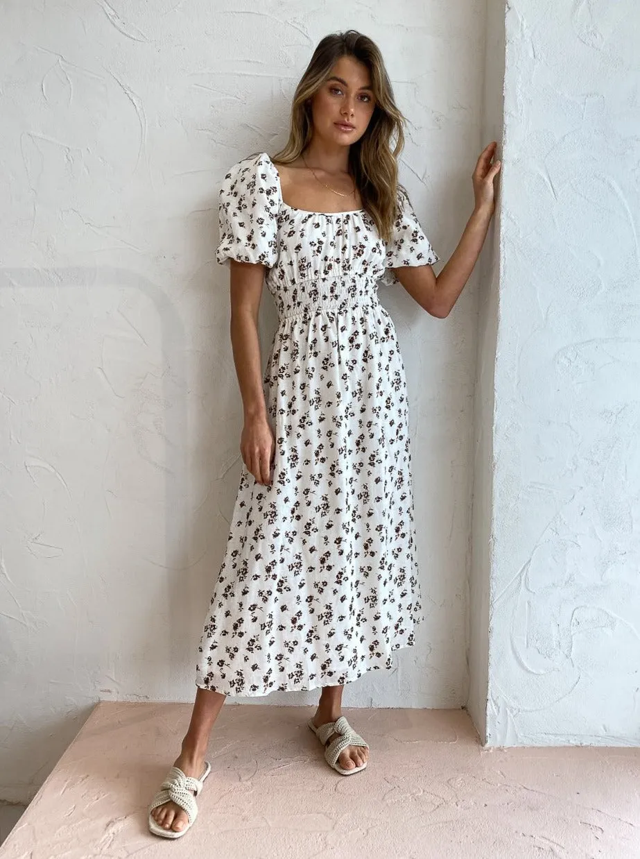 Faithfull the Brand Shay Midi Dress in Rocha Floral Choc