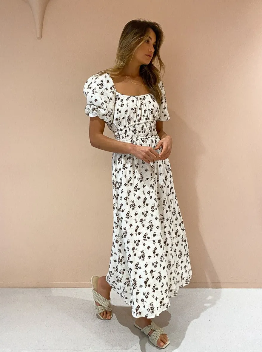 Faithfull the Brand Shay Midi Dress in Rocha Floral Choc