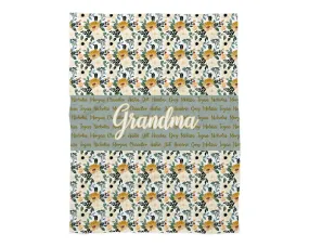 Family Name Minky Blanket - Mustard Cream Floral *Single Layer