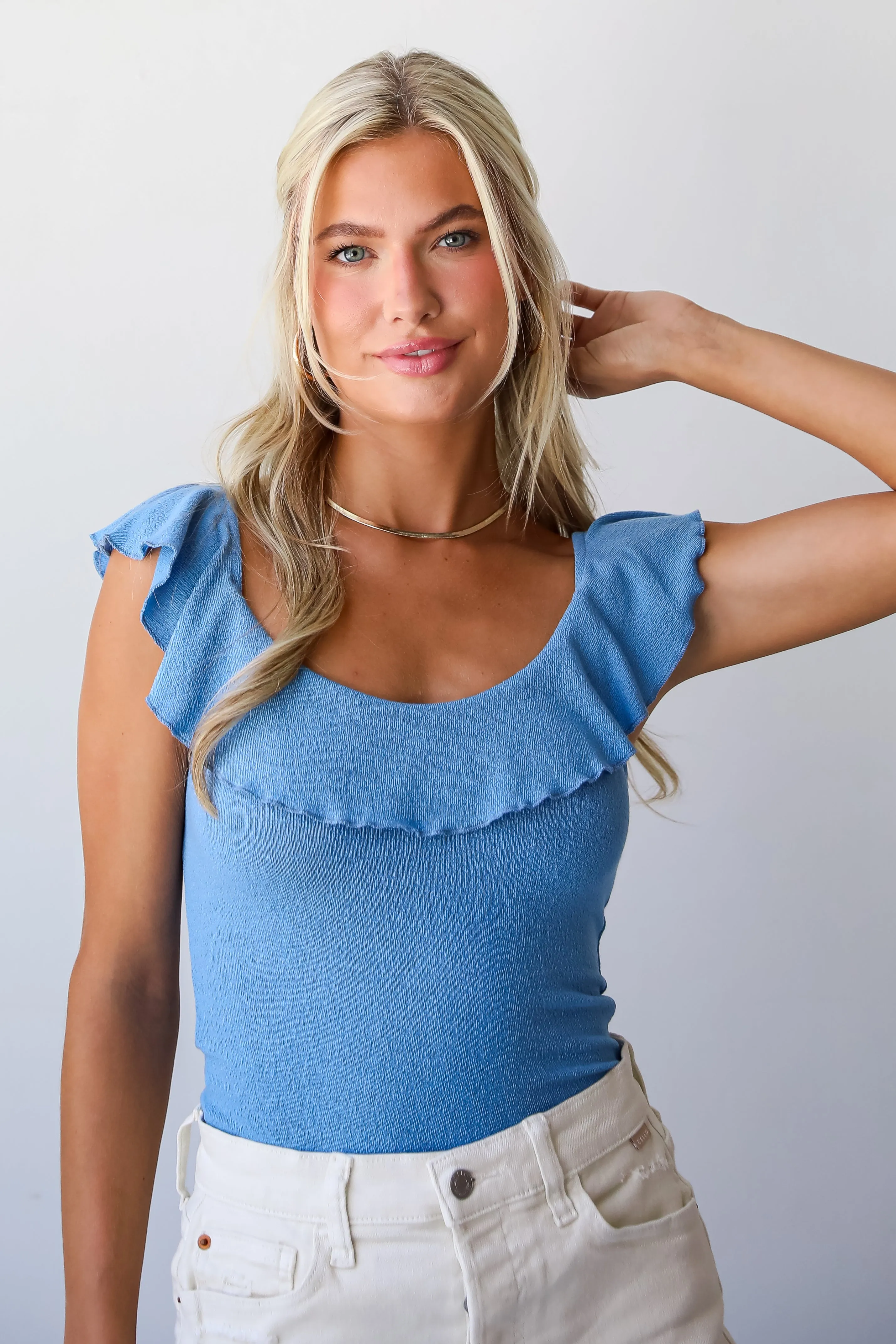 FINAL SALE - Kayla Terry Cloth Ruffle Bodysuit