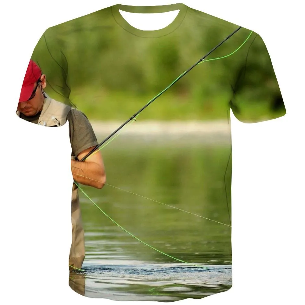 fishing T shirts Men fish Tshirts Cool lake Tshirts Novelty Short Sleeve summer