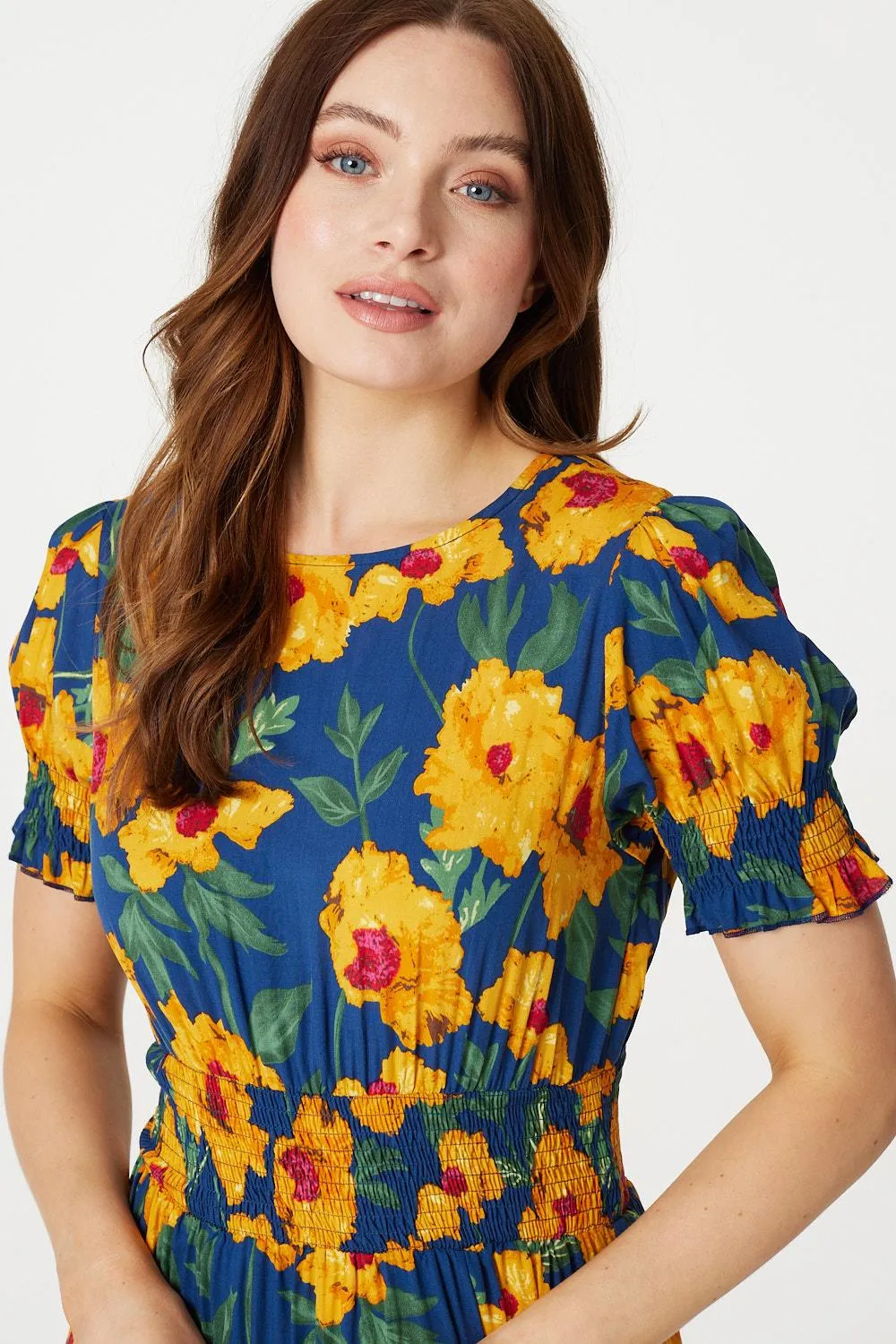 Floral Split Front Midi Tea Dress