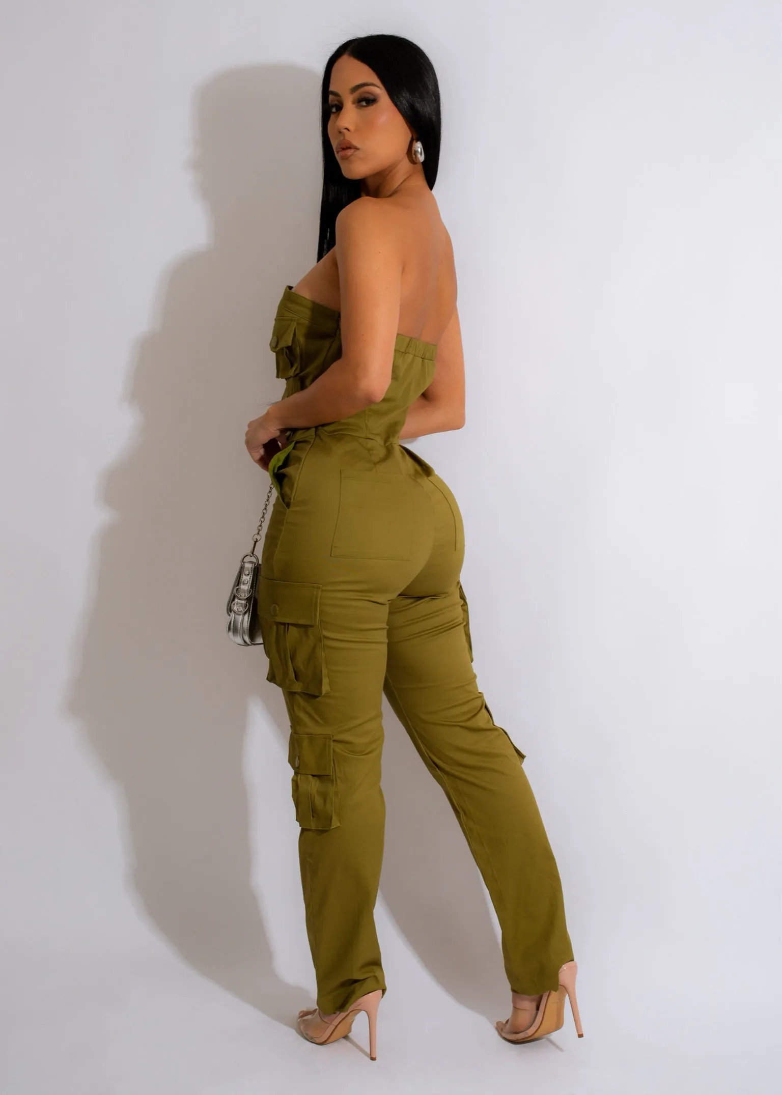 Forever Young Cargo Jumpsuit Green