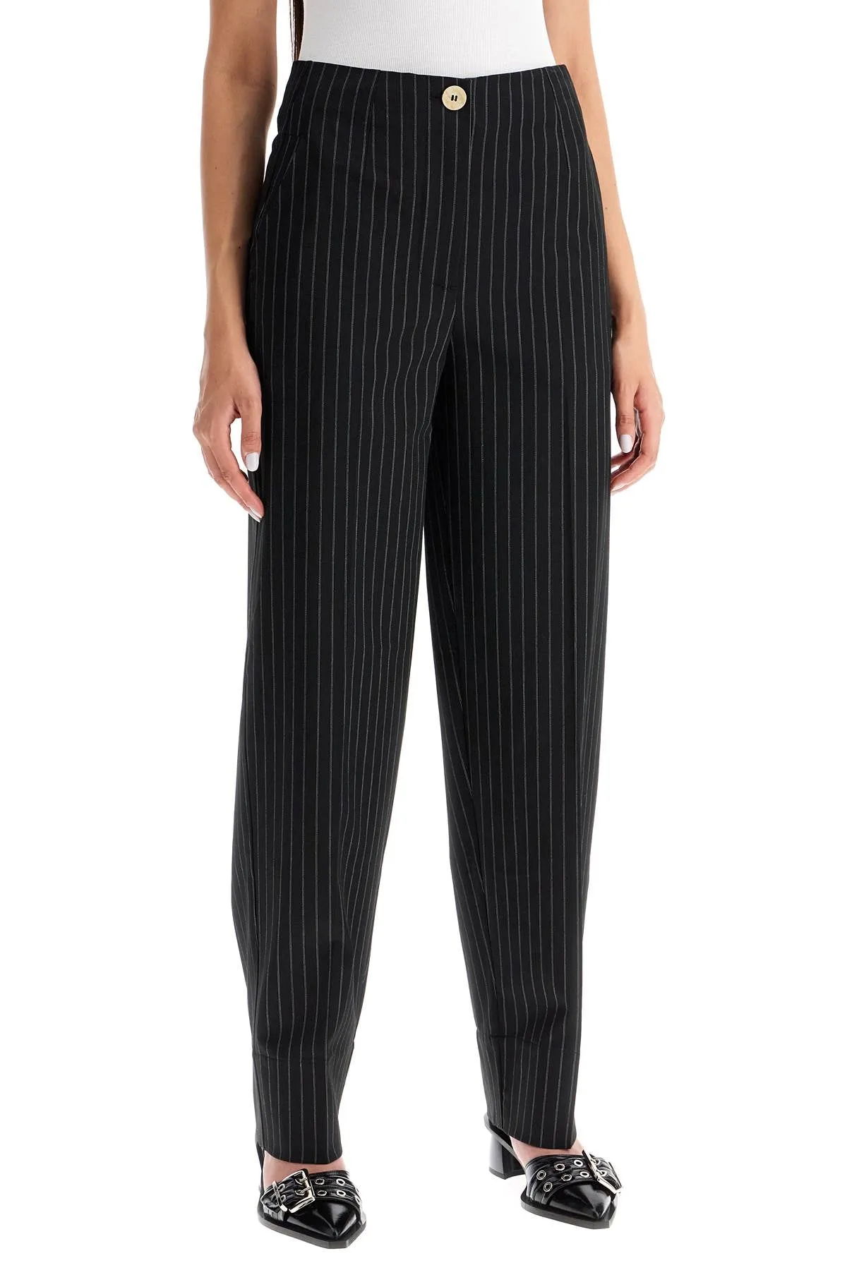 Ganni Striped Tapered Trousers