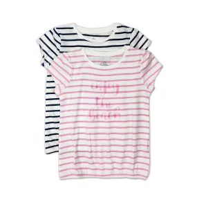 Girls Casual Short Sleeve Summer Ruffle Cotton T-shirt