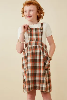 Girls Plaid Patch Pocket Overall