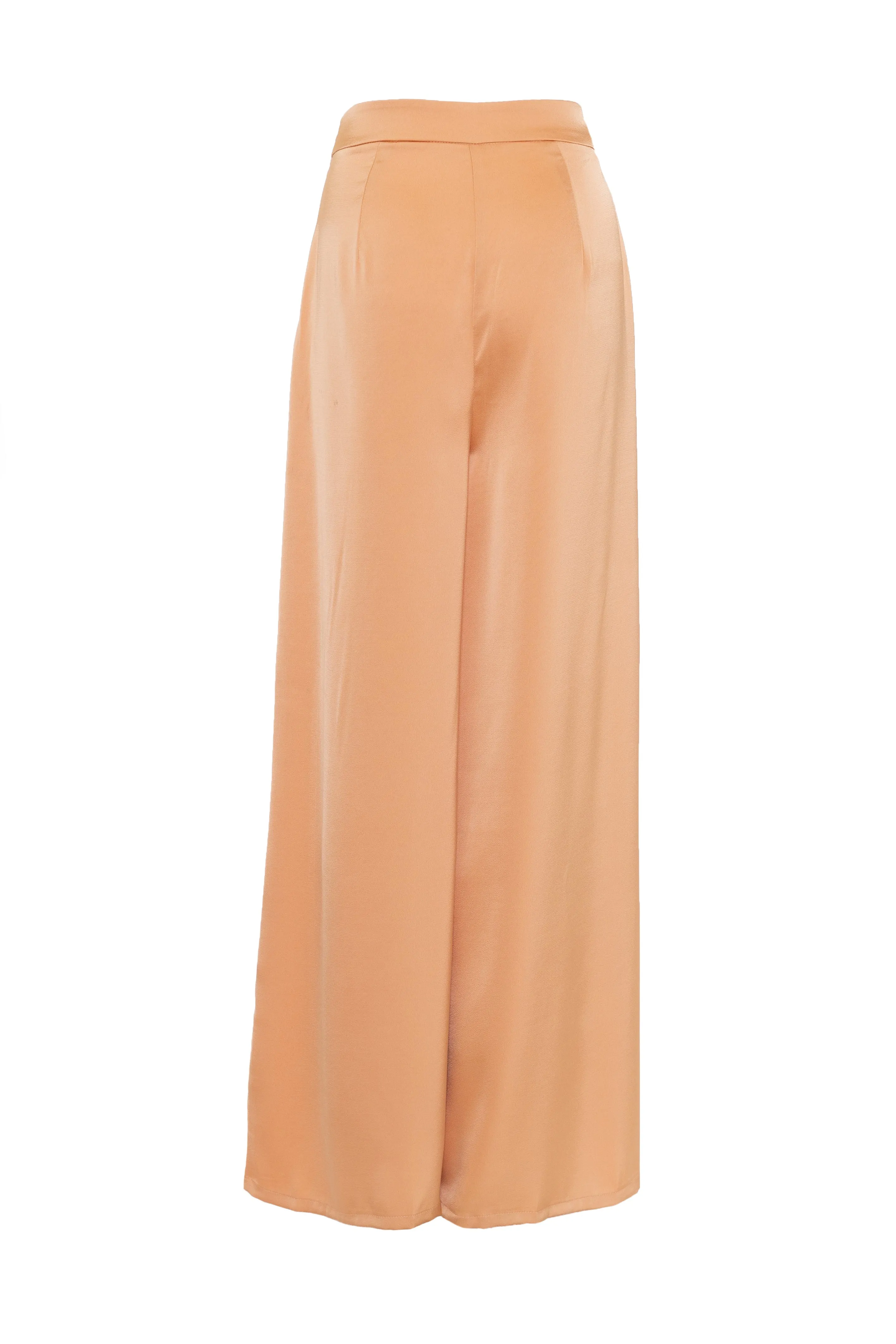 Glamorous Modesty Womens Apricot Wide Leg Satin Trousers.