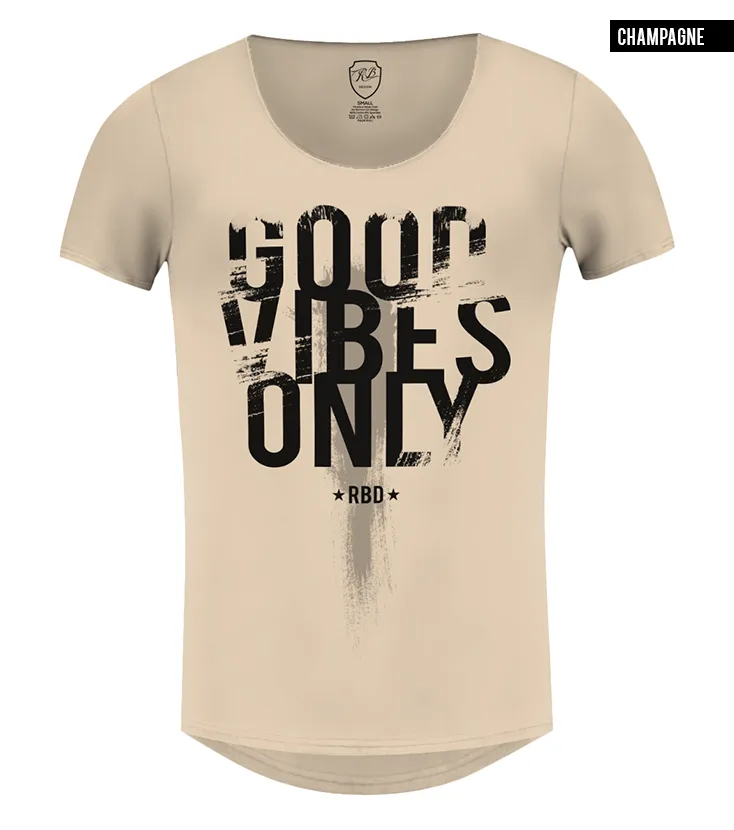 Good Vibes Only Men's T-shirt Casual Fashion Khaki Gray Beige Top/ Color Option / MD801