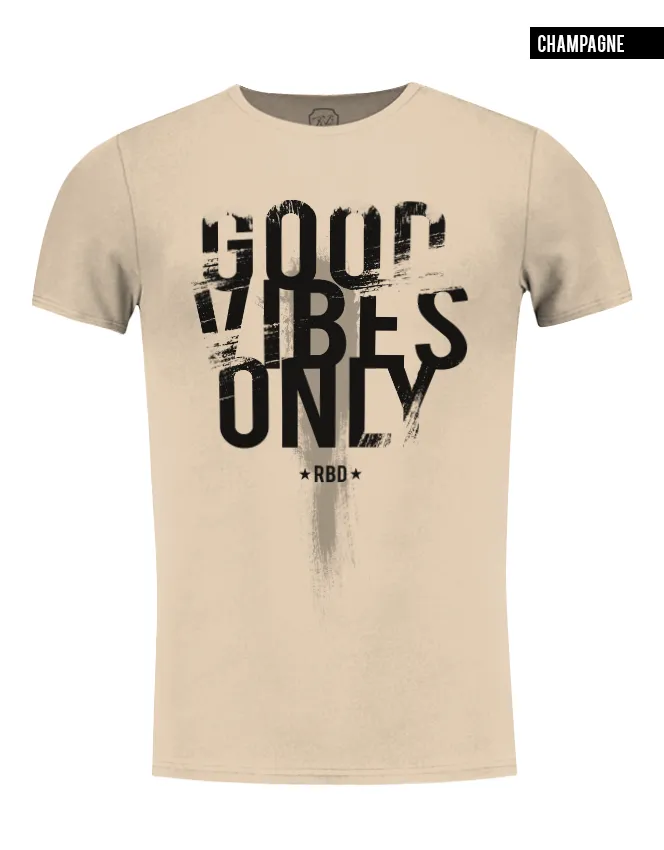 Good Vibes Only Men's T-shirt Casual Fashion Khaki Gray Beige Top/ Color Option / MD801