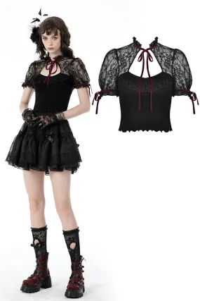 Gothic red velvet ribbon bandage top TW432