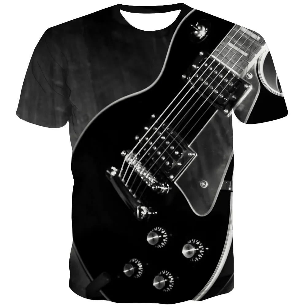 Guitar T shirts Men Music Shirt Print Wooden Tshirt Printed Metal T shirts Funny