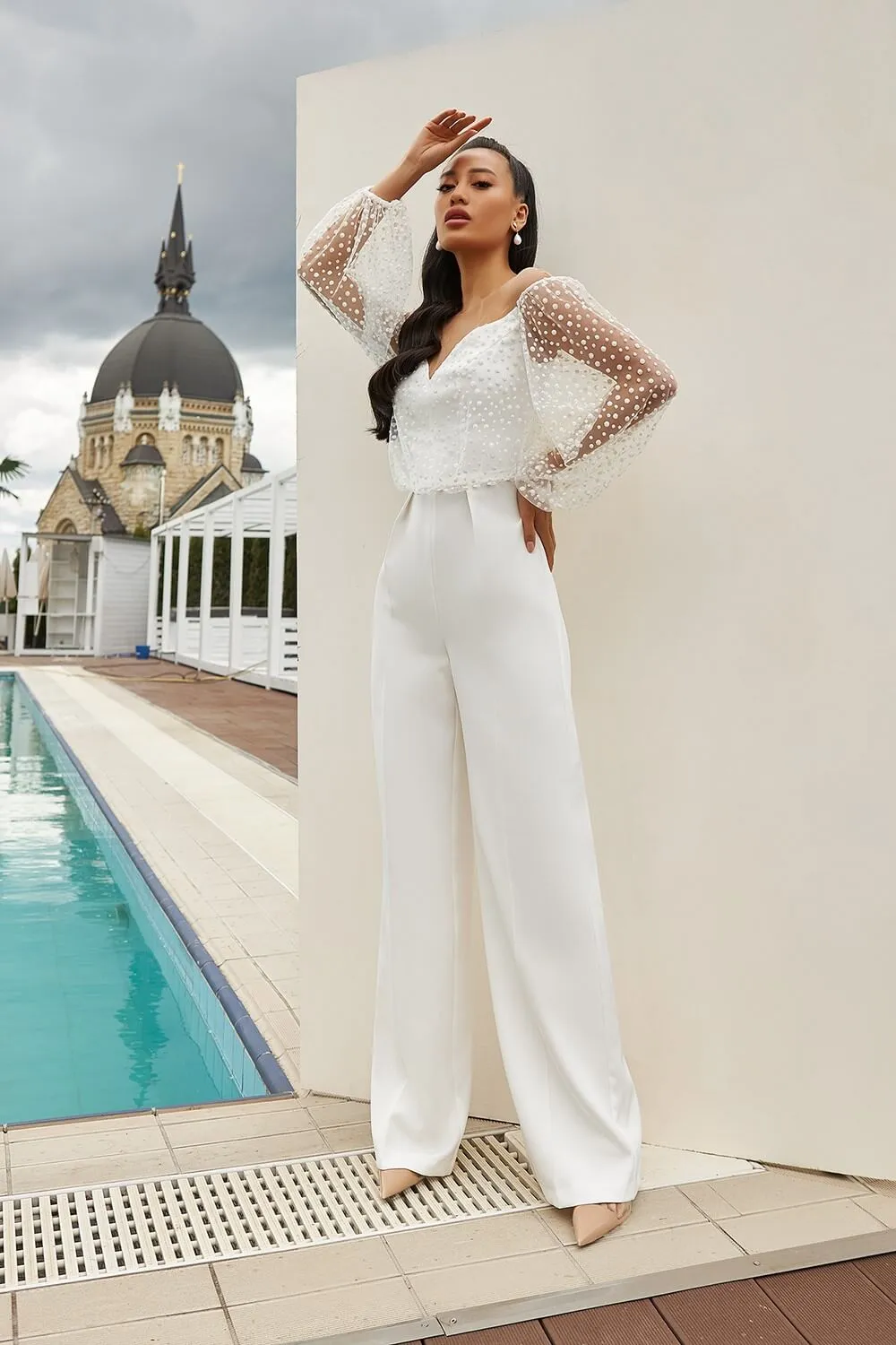 Helena White Jumpsuit - Unusual Elegance and Sophistication