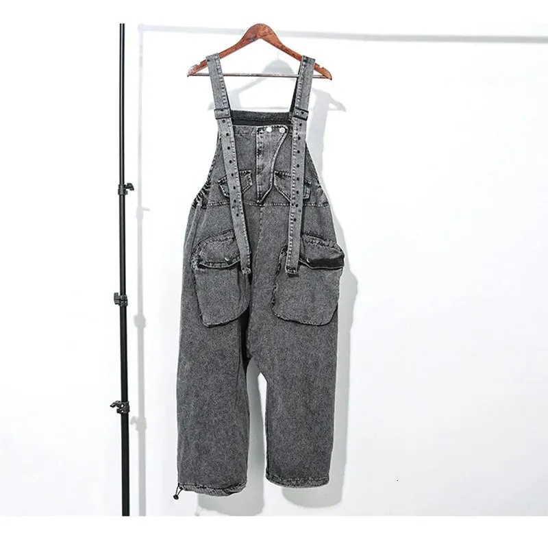 HEYFANCYSTYLE Casual Gray Denim Jumpsuit