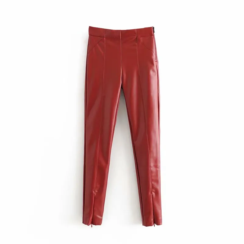 High Waist Faux Leather Trousers