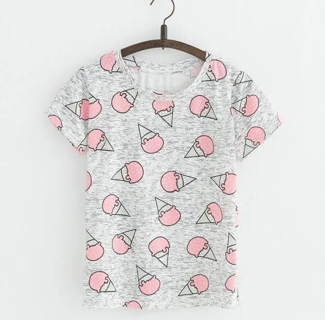 Hot Style Pineapple Print Short Sleeve T-shirt Free Shipping