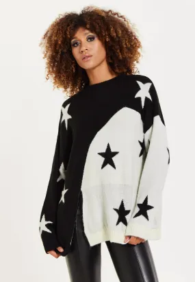 House Of Holland Monochrome Star Jumper With Slit Details