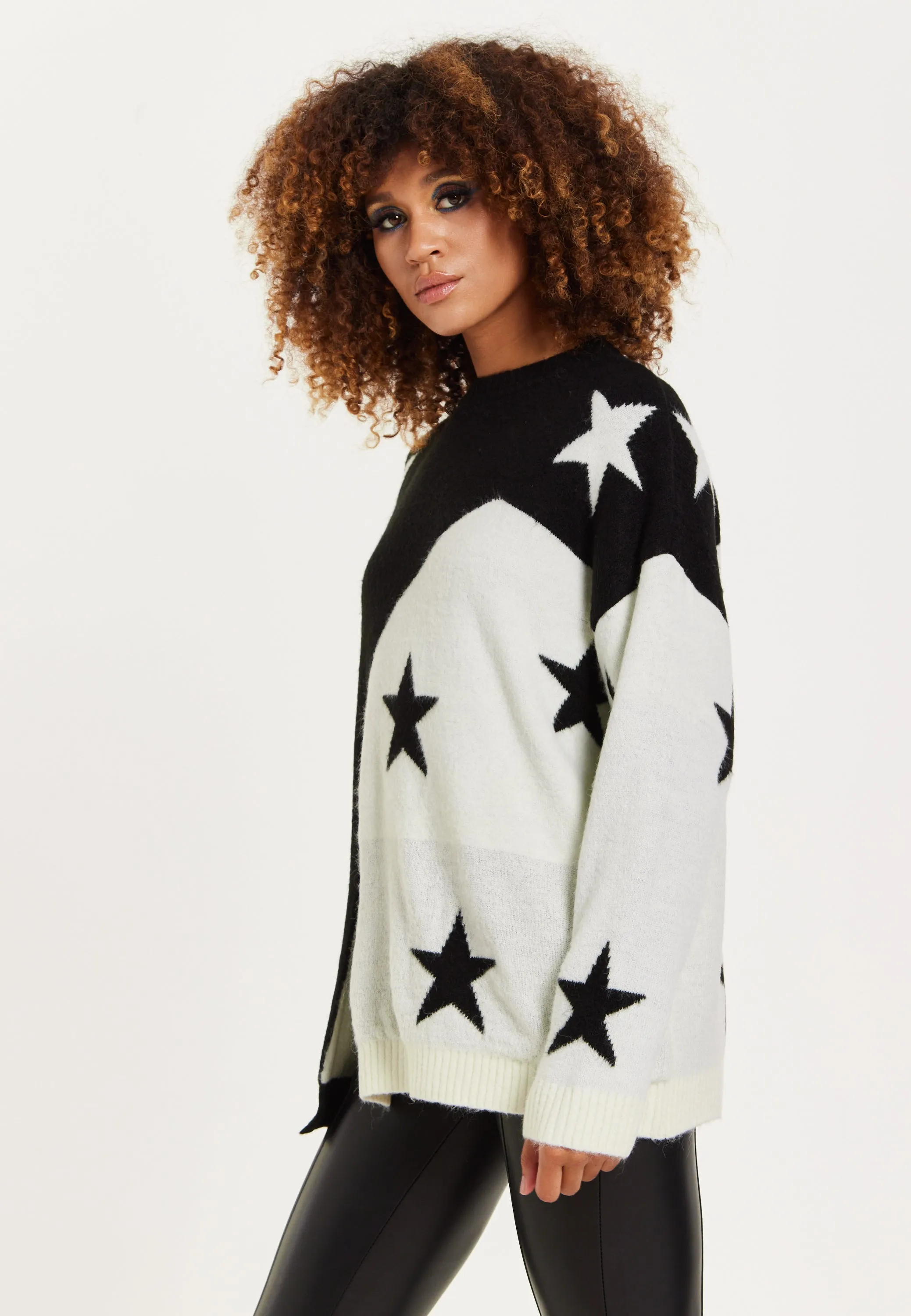 House Of Holland Monochrome Star Jumper With Slit Details