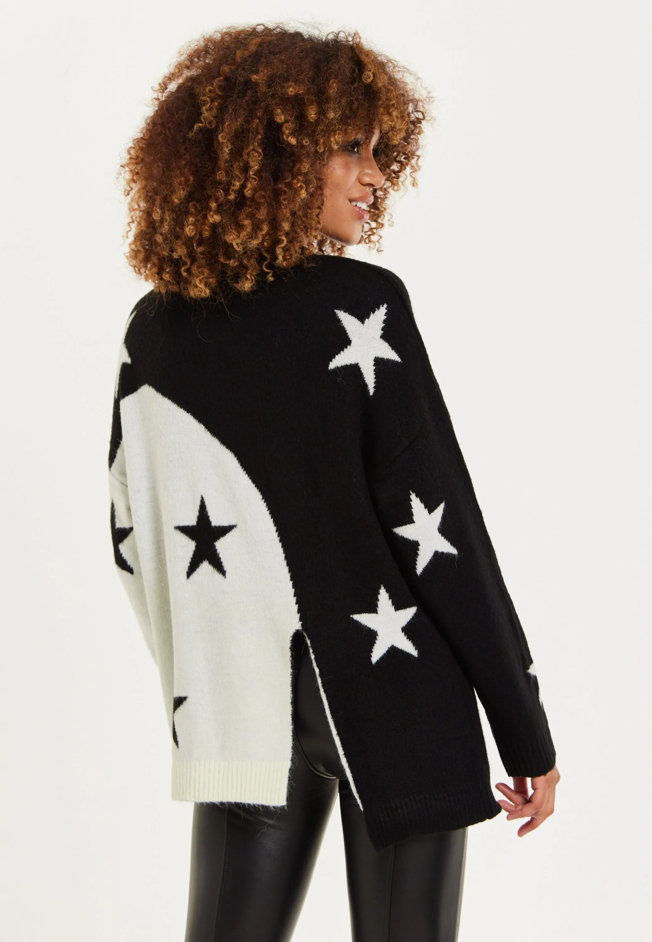 House Of Holland Monochrome Star Jumper With Slit Details