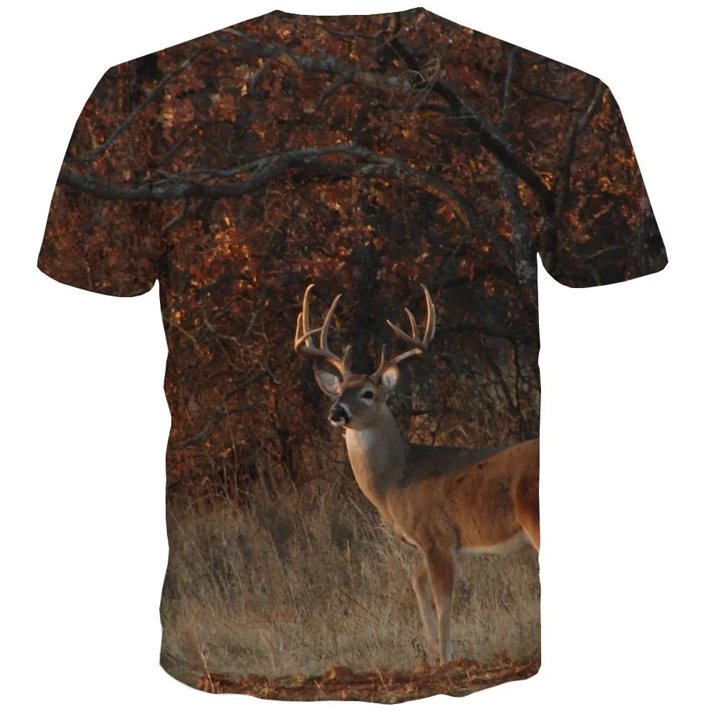 Hunting T-shirt Men Jungle Tshirt Anime Deer Tshirts Casual Shooter T-shirts Graphic Camouflage Shirt Print