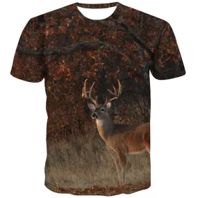 Hunting T-shirt Men Jungle Tshirt Anime Deer Tshirts Casual Shooter T-shirts Graphic Camouflage Shirt Print