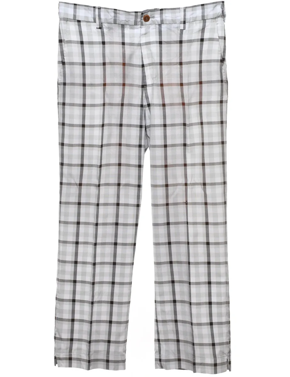 Izod Light & Dark Grey Checked Trousers - W34 L32