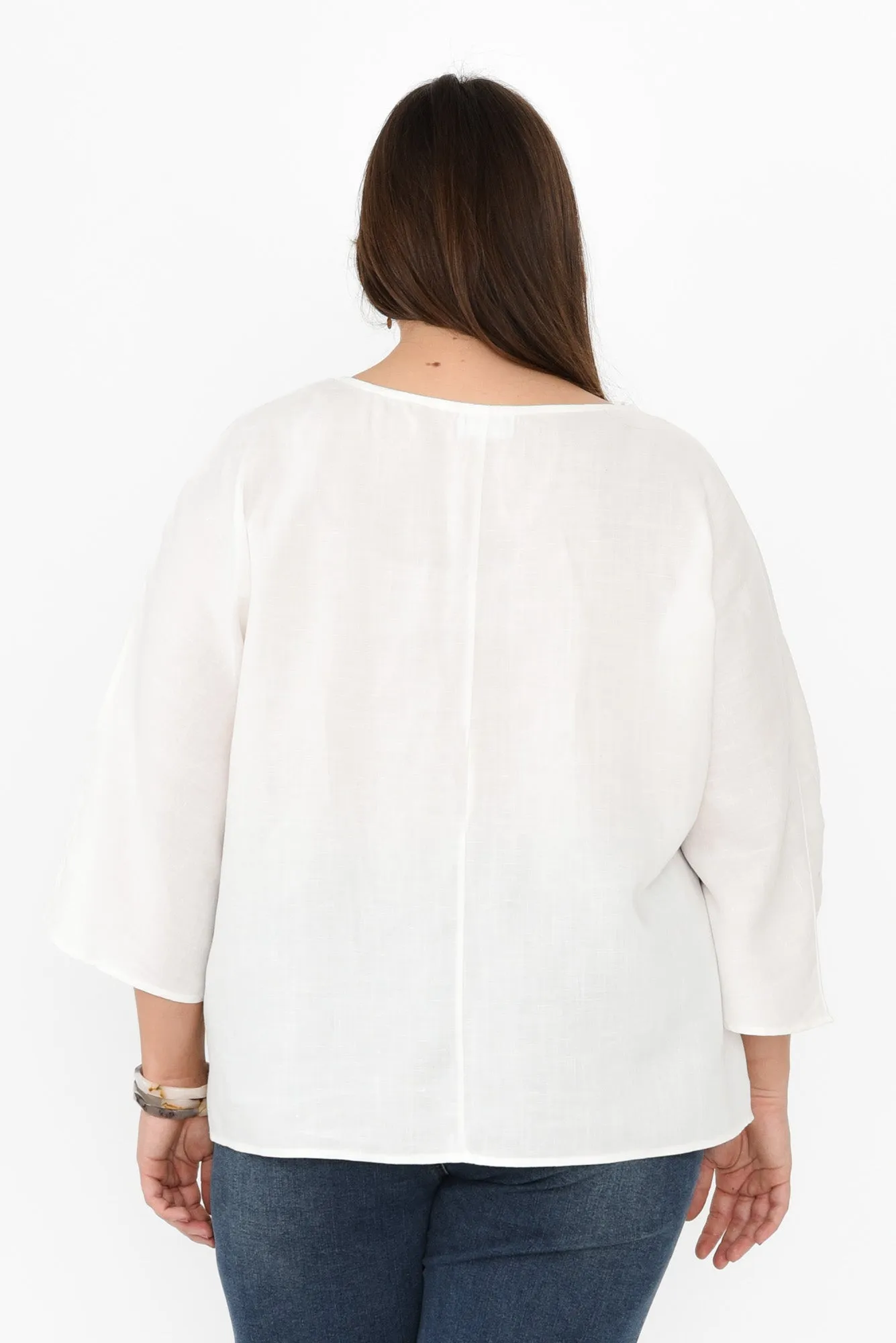 Johanna White Linen Blend Top