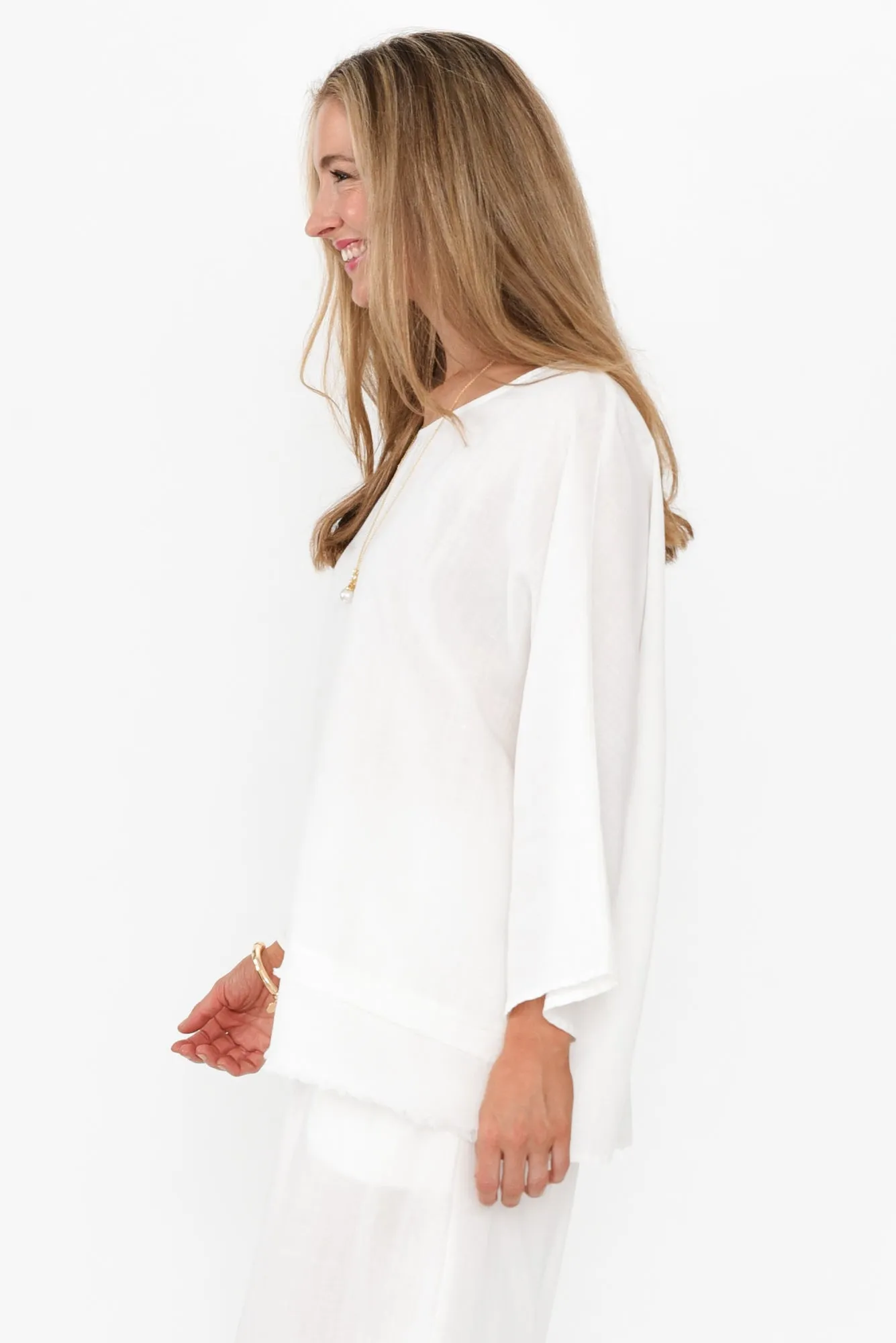 Johanna White Linen Blend Top