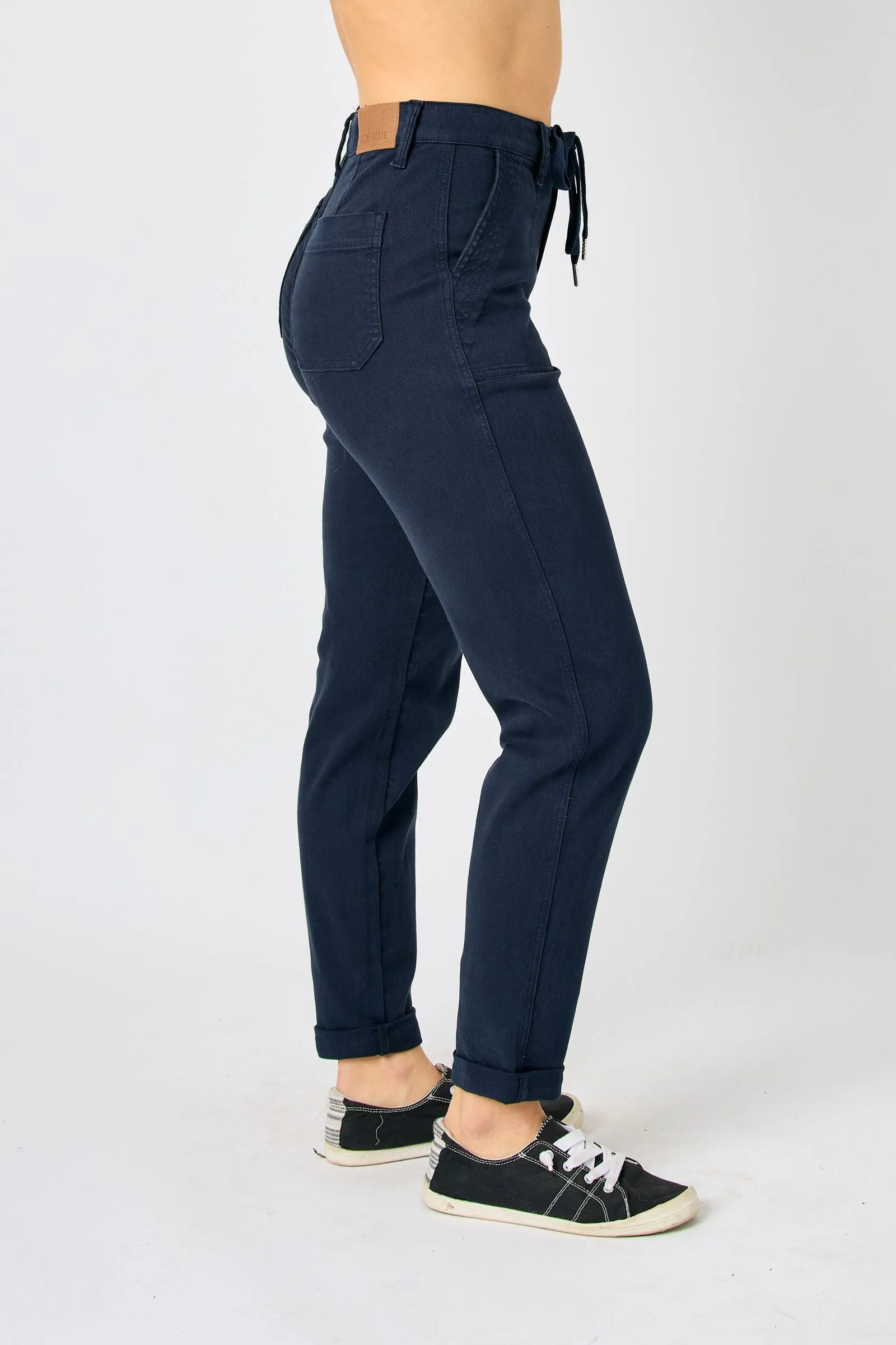 Judy Blue High Waist Navy Garment Dyed Cuffed Joggers