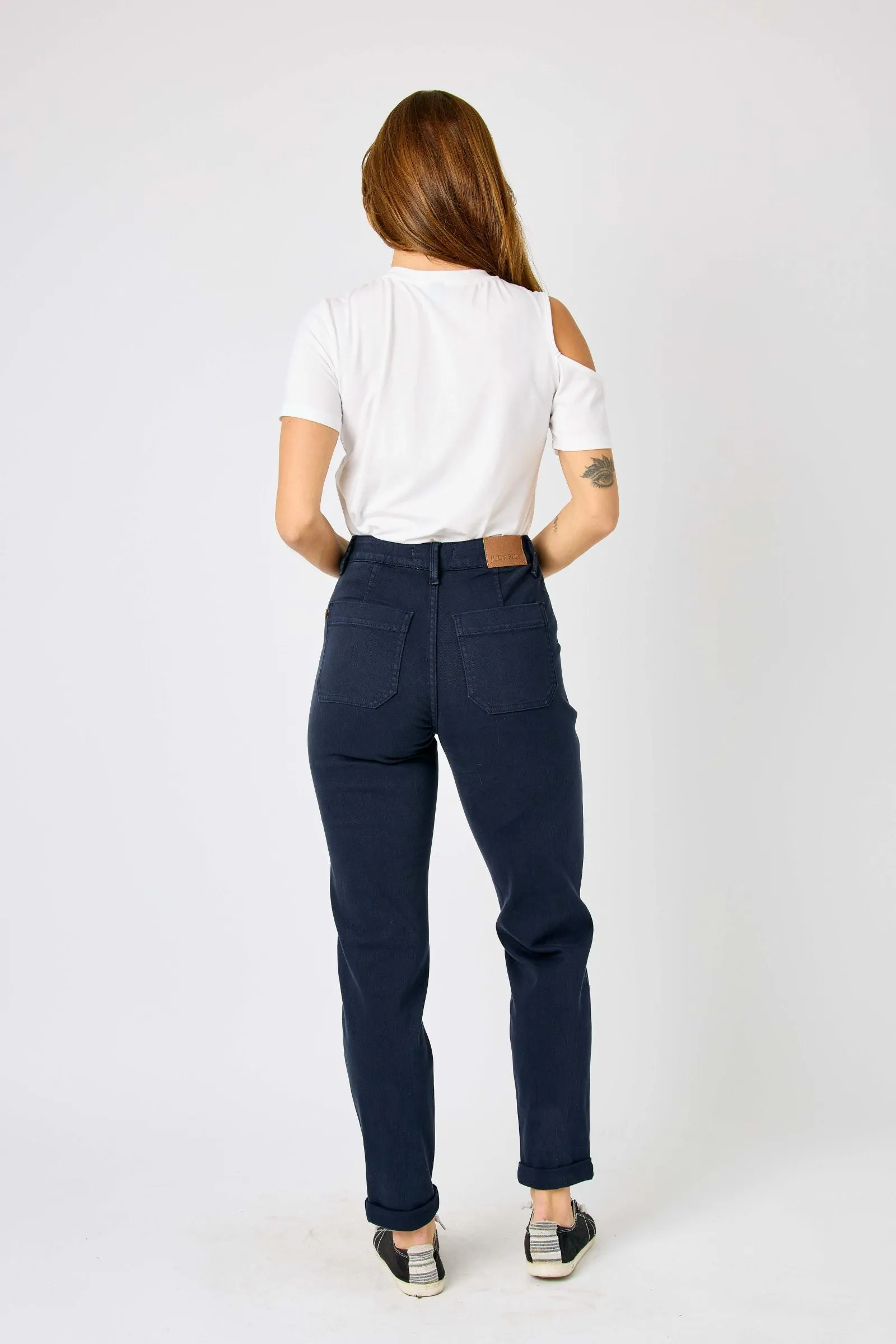 Judy Blue High Waist Navy Garment Dyed Cuffed Joggers