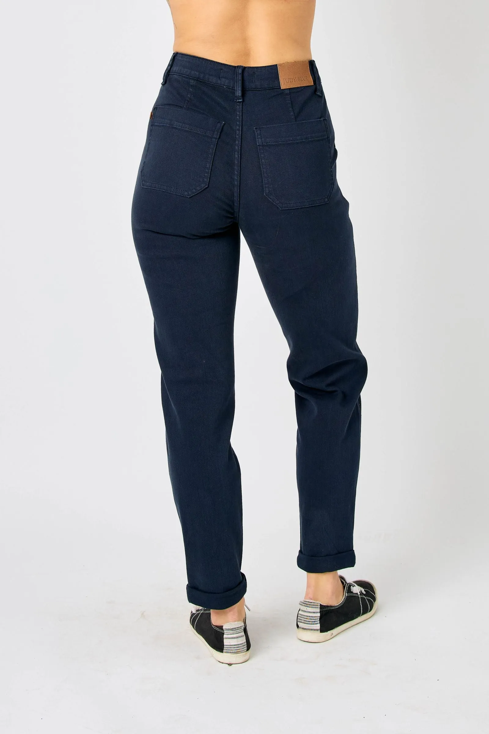 Judy Blue High Waist Navy Garment Dyed Cuffed Joggers